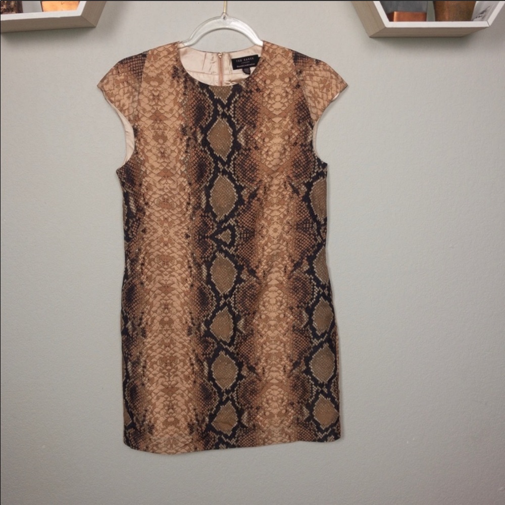 Ted baker snake print shift dress size 2